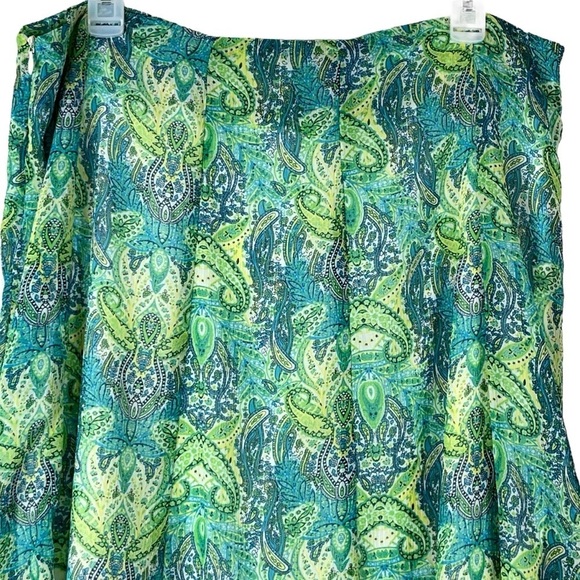 Women’s Green Paisley Print Chiffon Fairycore Gore Skirt Plus Size 14W - Picture 4 of 9
